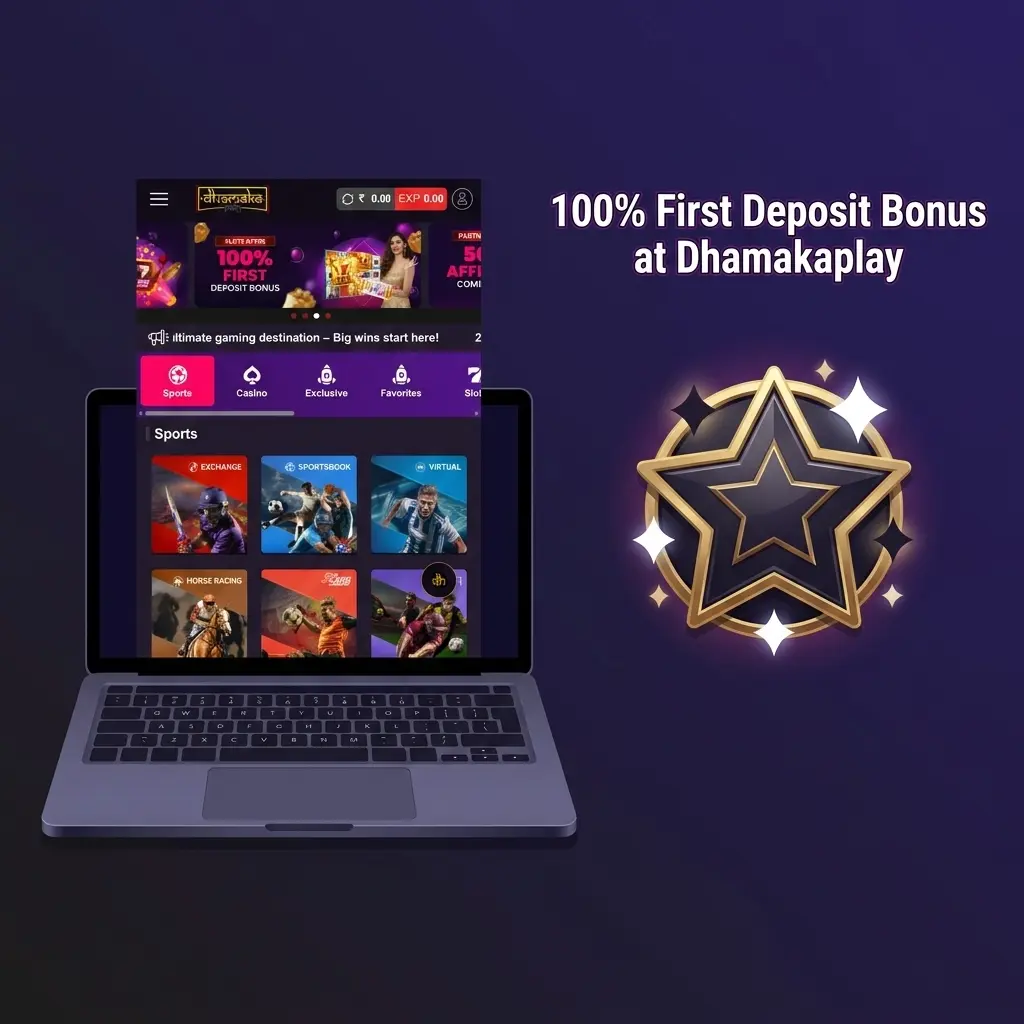 Dhamakaplay 100% First Deposit Bonus up to INR 10,000 for Indian players on casino and sports betting