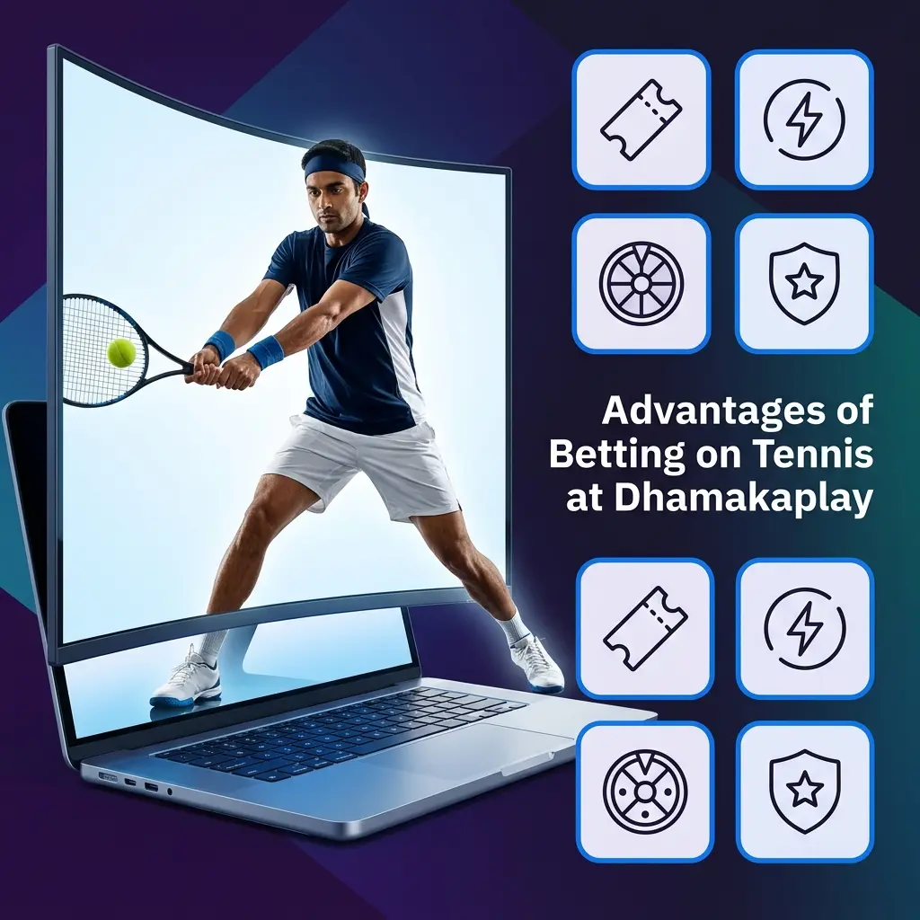 Dhamakaplay tennis betting advantages including live markets, INR transactions, competitive odds, and mobile access in India