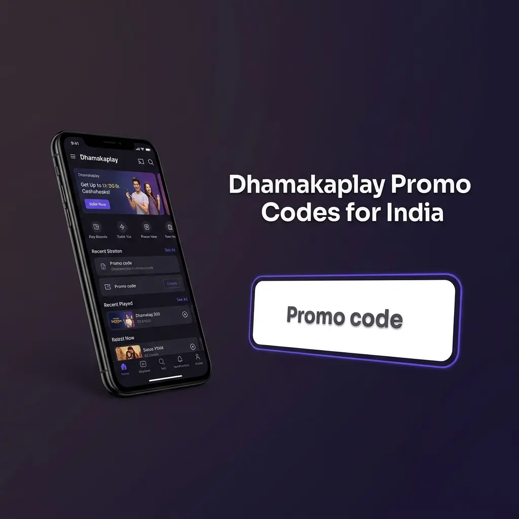 Dhamakaplay promo codes India table showing DHPLAY100, DHSPORTS50, DHVIP bonuses for casino and sports betting