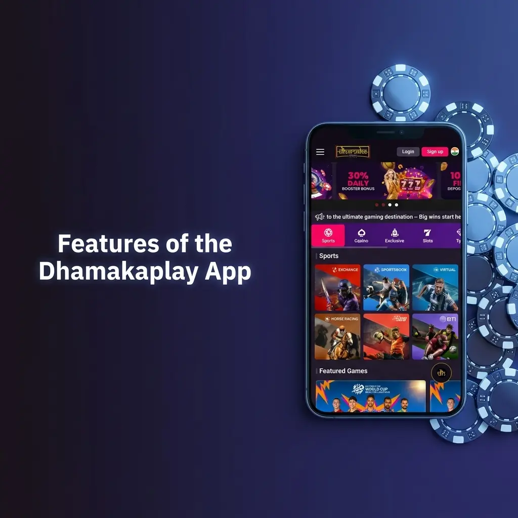 Dhamakaplay app features for Indian bettors with sports betting, casino games, and payment options