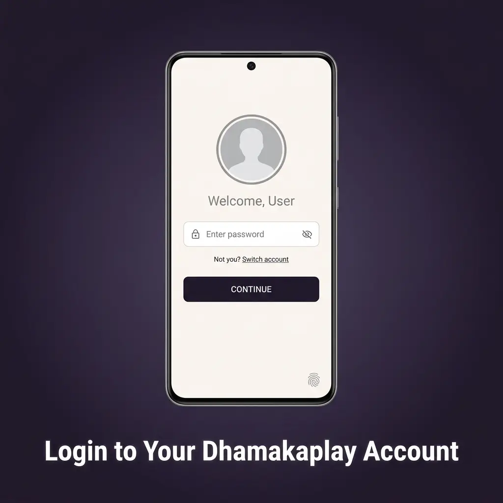 Dhamakaplay account login page showing sign-in steps including credentials entry and security verification process