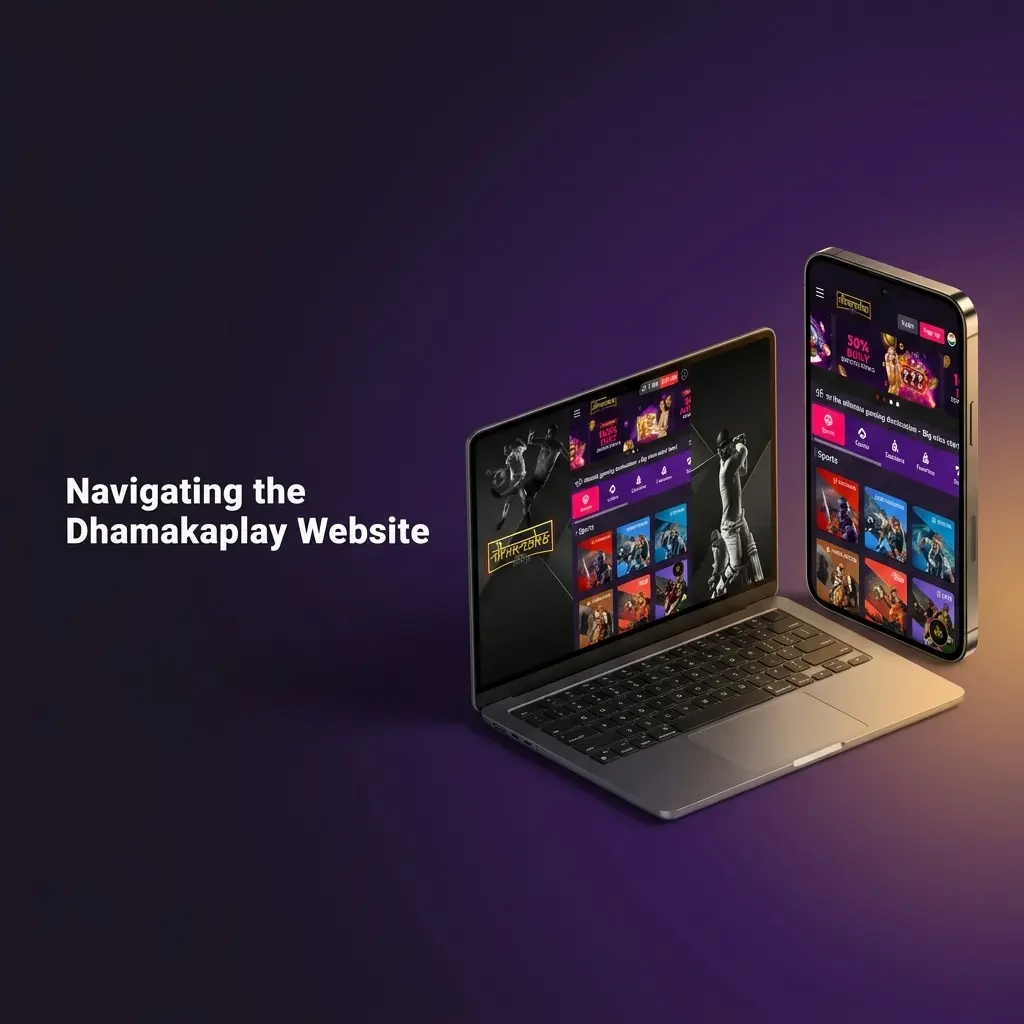 Dhamakaplay website top navigation bar showing Sports, Live Betting, Casino, Live Casino, Cybersports, and Promotions sections