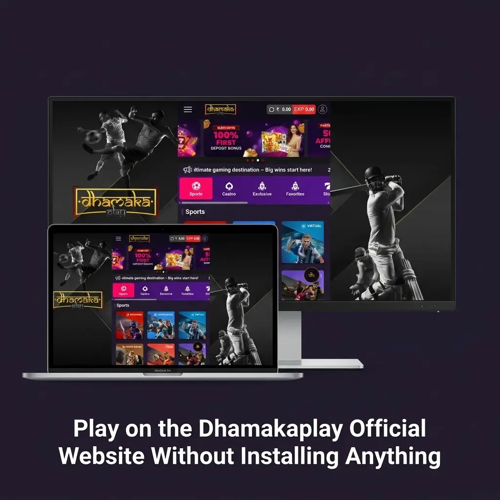 Dhamakaplay official website accessible on any browser without installing software for betting and casino games