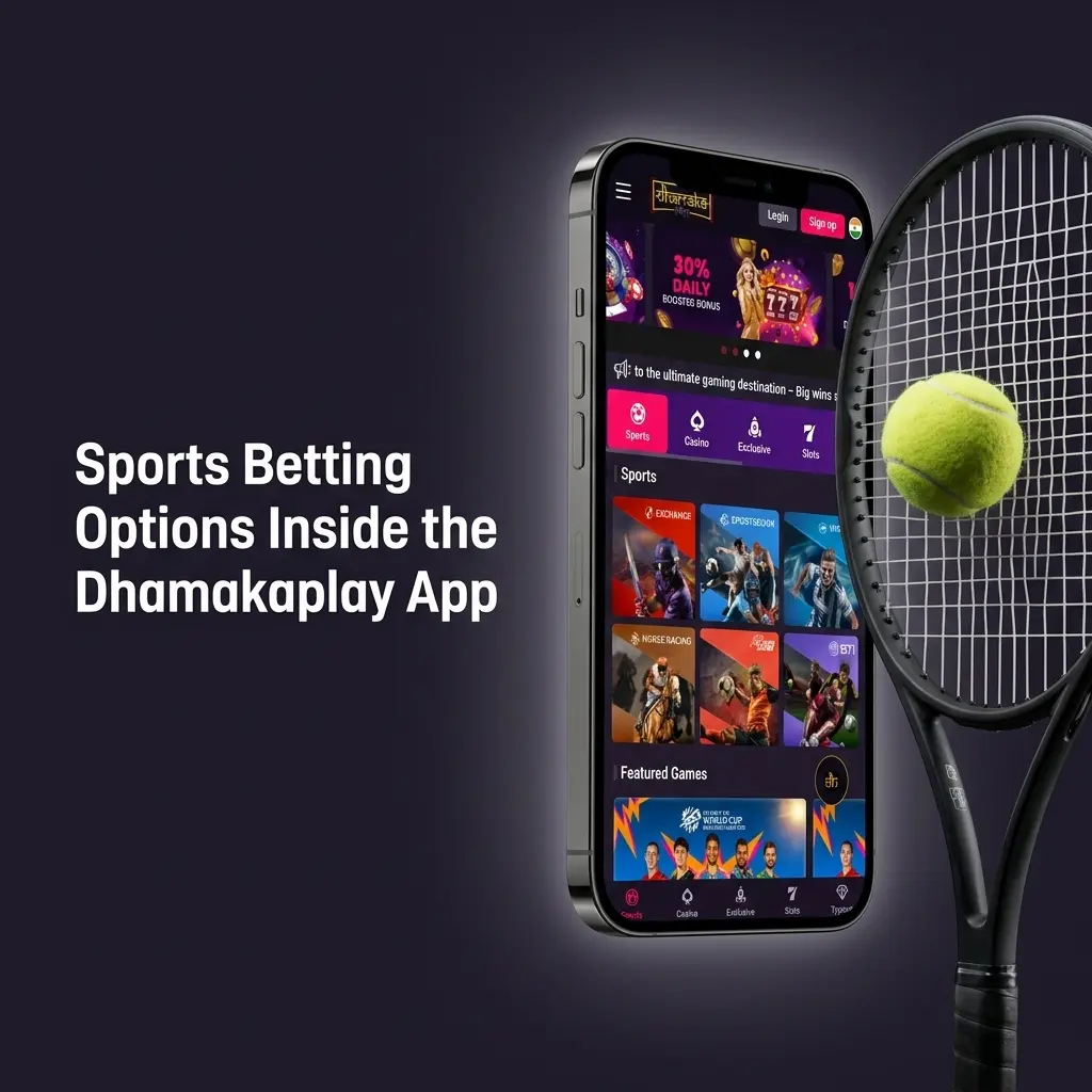 Dhamakaplay app sports betting options including cricket, football, kabaddi, tennis, eSports and more for Indian players