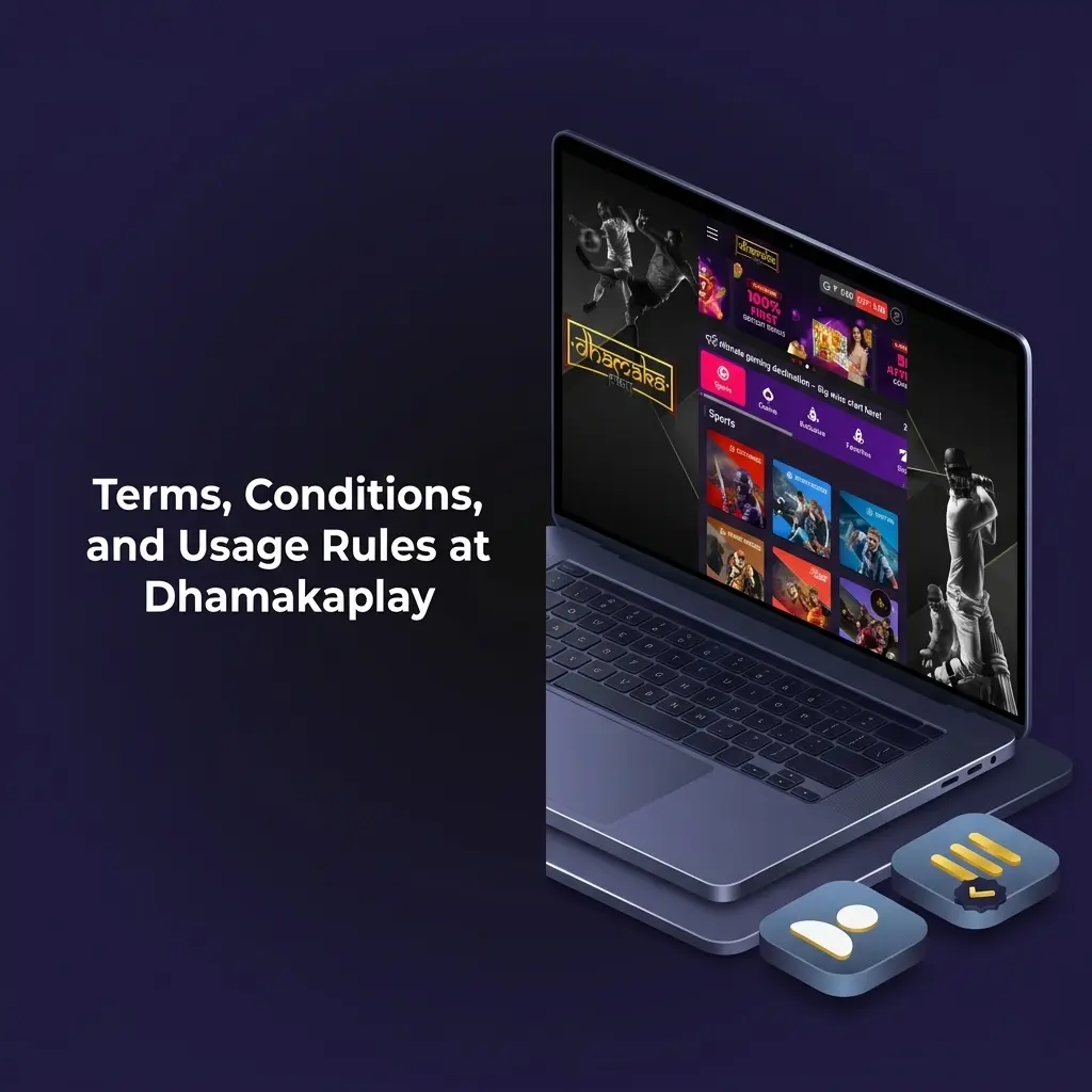 Dhamakaplay terms and conditions covering age requirements, account rules, bonuses, wagering, and withdrawal policies for Indian players