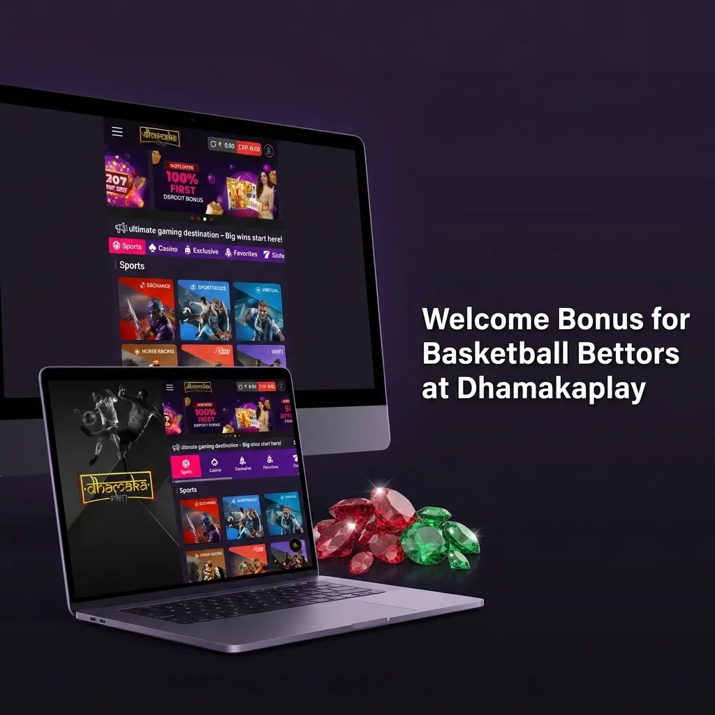 Dhamakaplay welcome bonus for basketball bettors with deposit match offer and wagering requirements in INR