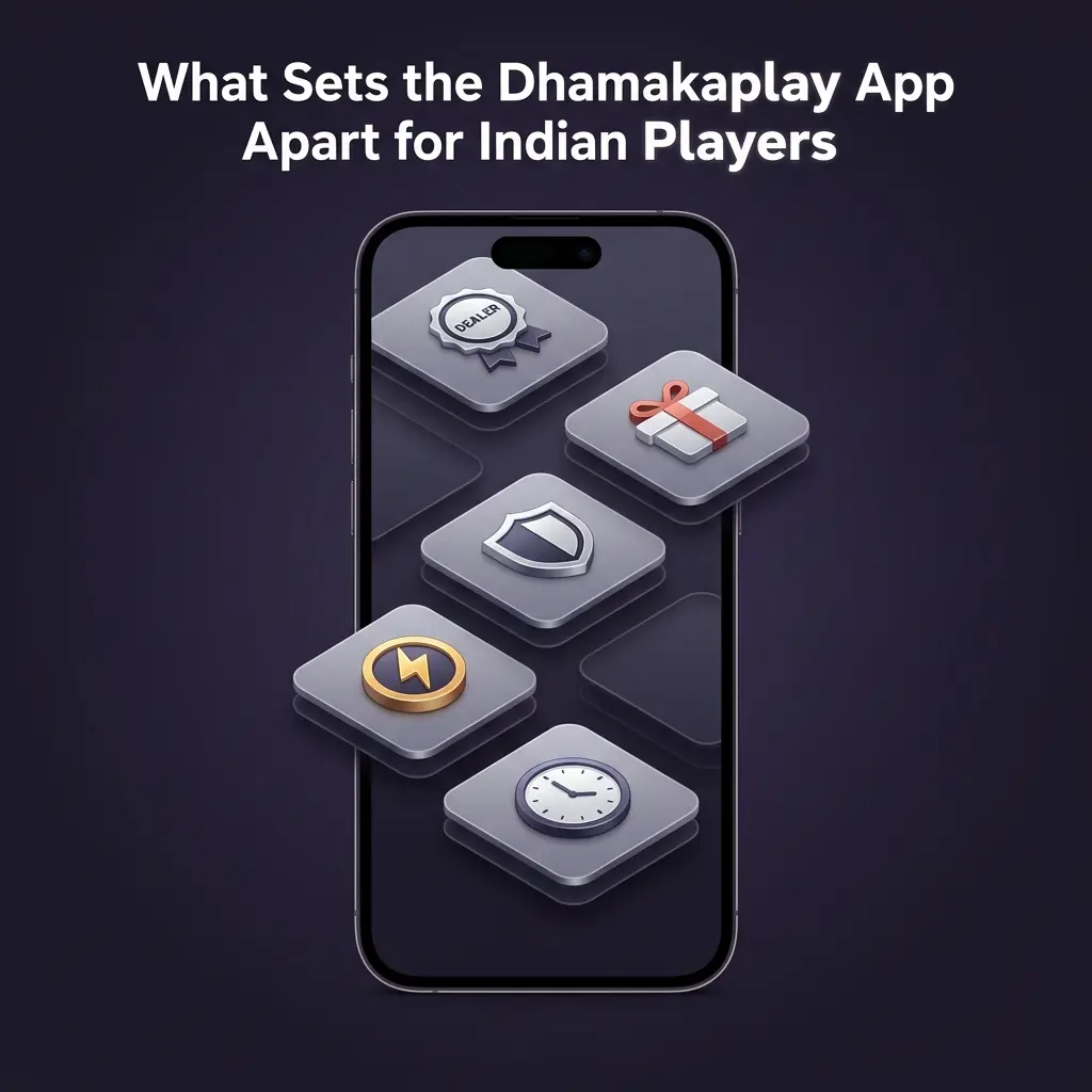 Dhamakaplay app features for Indian players including UPI payments, cricket betting, live dealer games and INR support
